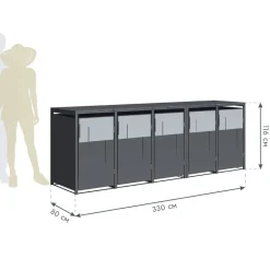 Mülltonnenbox 'Tonus 5' dunkelgrau/grau 330 x 80 x 116 cm