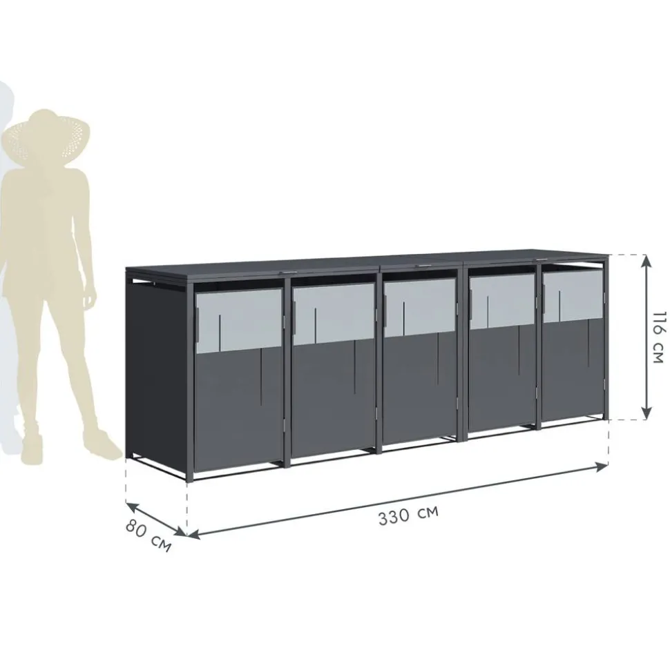 Mülltonnenbox 'Tonus 5' dunkelgrau/grau 330 x 80 x 116 cm