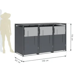 Mülltonnenbox 'Tonus 3' dunkelgrau/grau 198 x 80 x 116 cm