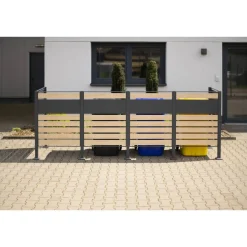 Mülltonnenverkleidung 'Planum' Stahl Holzoptik 330 x 90 x 120 cm