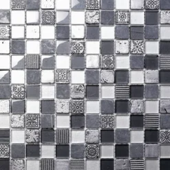Mosaikfliese 'Boston' Materialmix grau 30 x 30 cm