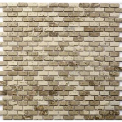 Mosaikfliese 'Brick' Naturstein beige 30 x 30 cm