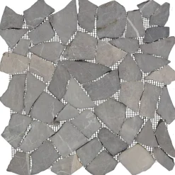 Mosaikfliese 'Bruch' Naturstein schwarz 28 x 28 cm