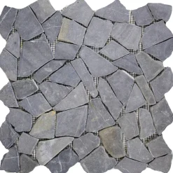 Mosaikfliese 'Bruch' Naturstein schwarz 28 x 28 cm