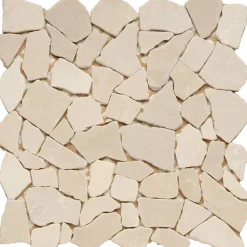 Mosaikfliese 'Bruch' Naturstein creme 30 x 30 cm