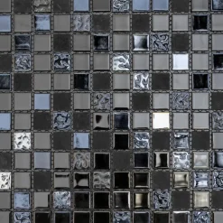 Mosaikfliese 'Easyglue' selbstklebend Glas schwarz 30 x 30 cm