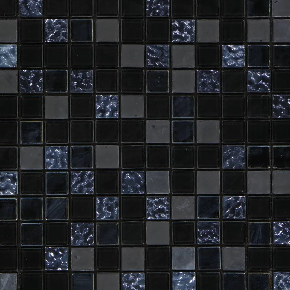 Mosaikfliese 'Easyglue' selbstklebend Glas schwarz 30 x 30 cm