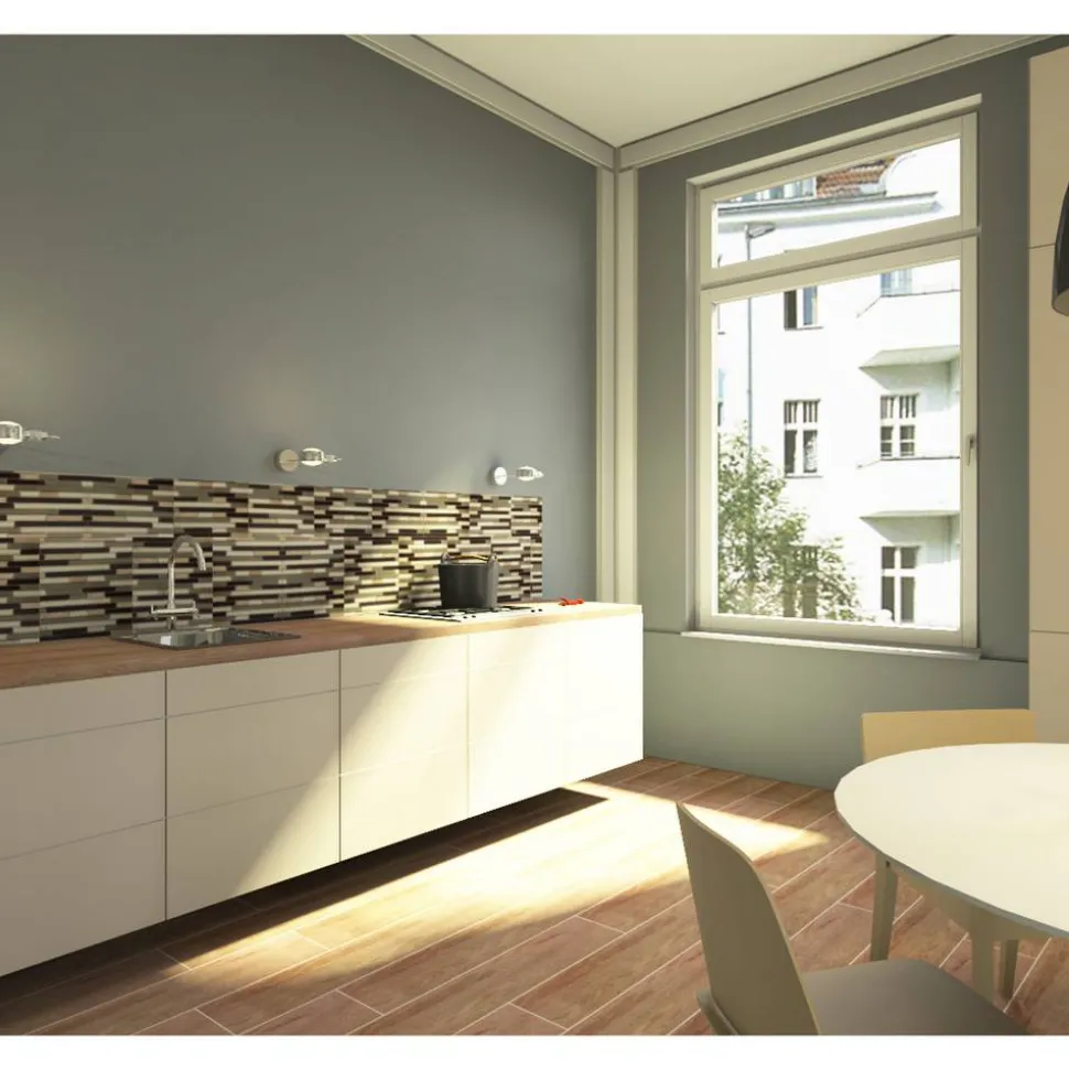 Mosaikfliese 'Easyglue' selbstklebend Glas/Naturstein beige matt, 30,5 x 30,5 cm