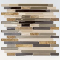 Mosaikfliese 'Easyglue' selbstklebend Glas/Naturstein beige matt, 30,5 x 30,5 cm