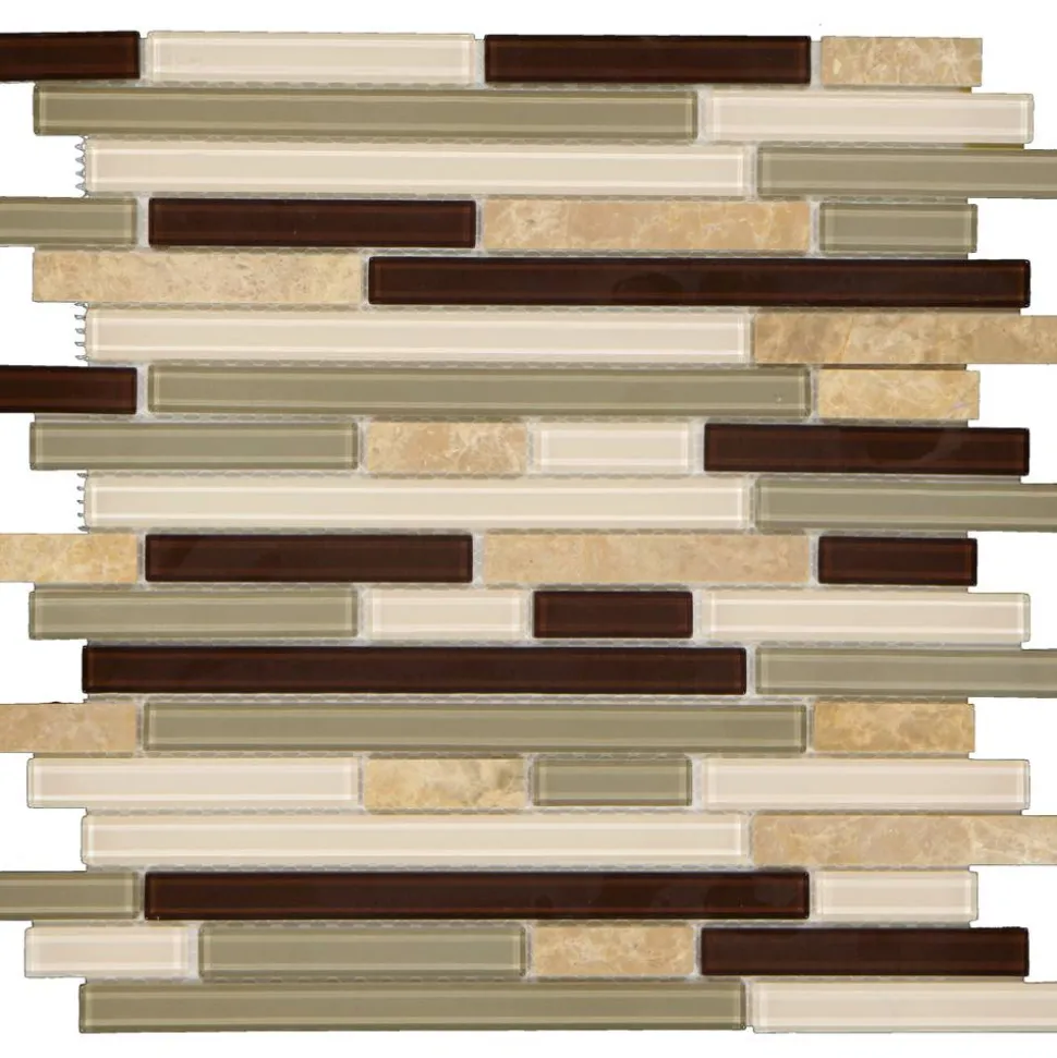 Mosaikfliese 'Easyglue' selbstklebend Glas/Naturstein beige matt, 30,5 x 30,5 cm