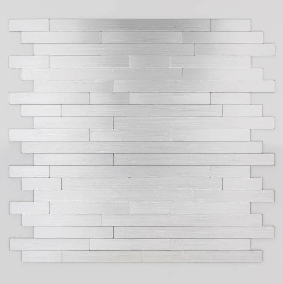 Mosaikfliese 'Easyglue' selbstklebend Aluminium silberfarben 30 x 30,5 cm