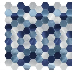 Mosaikfliese 'Easyglue' selbstklebend blau/silber 28 x 29 cm