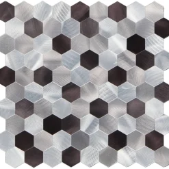 Mosaikfliese 'Easyglue' selbstklebend Aluminium silberfarben 28 x 29 cm