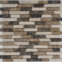 Mosaikfliese 'Emperador' Naturstein beige/grau/braun 30 x 30 cm