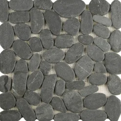 Mosaikfliese 'Kiesel' Naturstein schwarz 29 x 29 cm