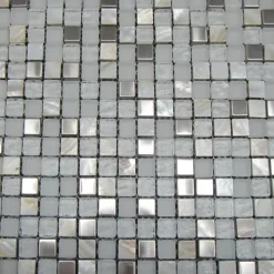 Mosaikfliese 'Meringa' Materialmix weiß 30 x 30 cm
