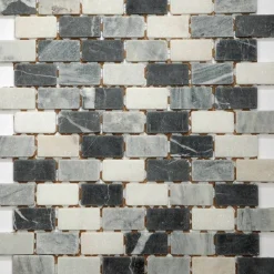Mosaikfliese 'Nero' Naturstein grau-schwarz 30,5 x 30,5 cm