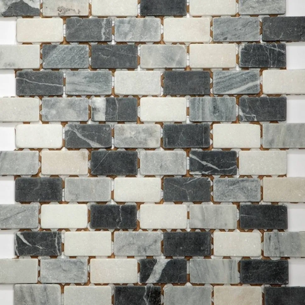 Mosaikfliese 'Nero' Naturstein grau-schwarz 30,5 x 30,5 cm