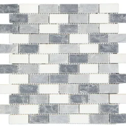 Mosaikfliese 'Nero' Naturstein grau-schwarz 30,5 x 30,5 cm