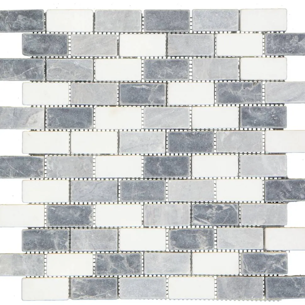 Mosaikfliese 'Nero' Naturstein grau-schwarz 30,5 x 30,5 cm