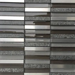 Mosaikfliese 'Niagara' Materialmix grau-schwarz 30,5 x 30,5 cm