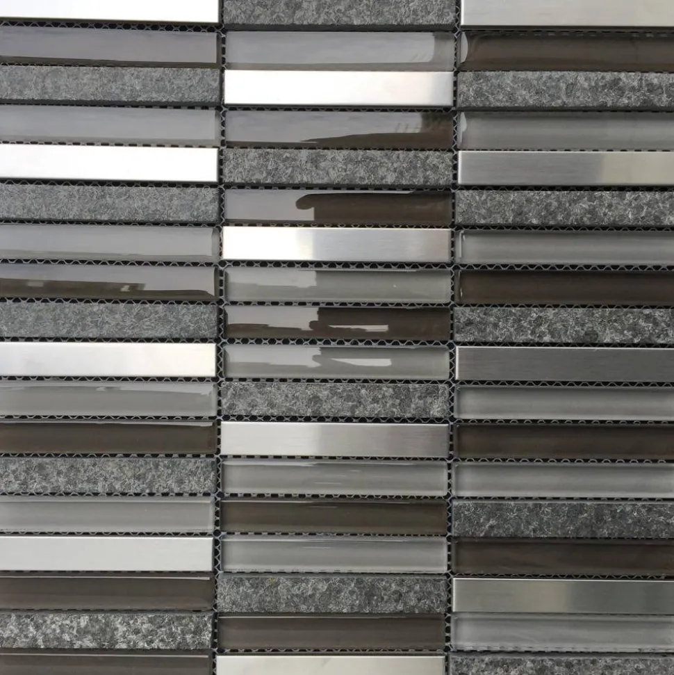 Mosaikfliese 'Niagara' Materialmix grau-schwarz 30,5 x 30,5 cm