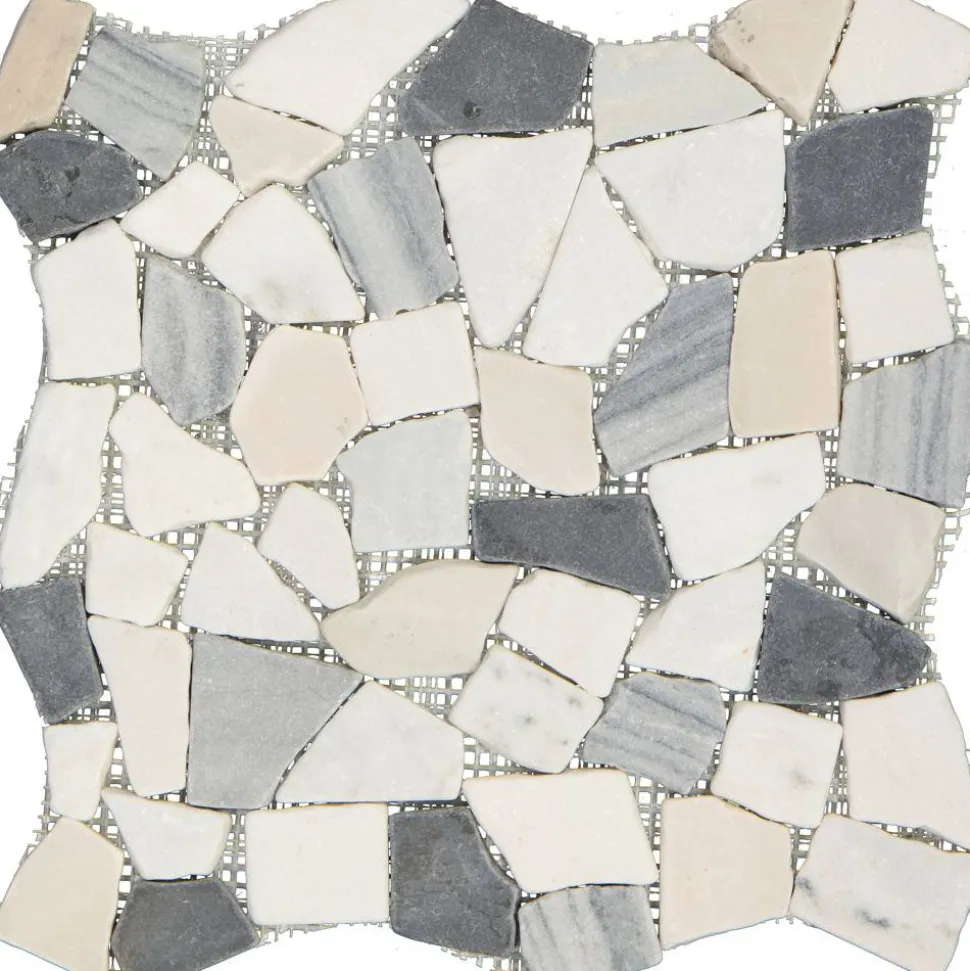 Mosaikfliese 'Peb' Naturstein beige-schwarz 29 x 29 cm