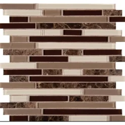Mosaikfliese 'Royal Oaks' Materialmix braun 30,5 x 30,5 cm