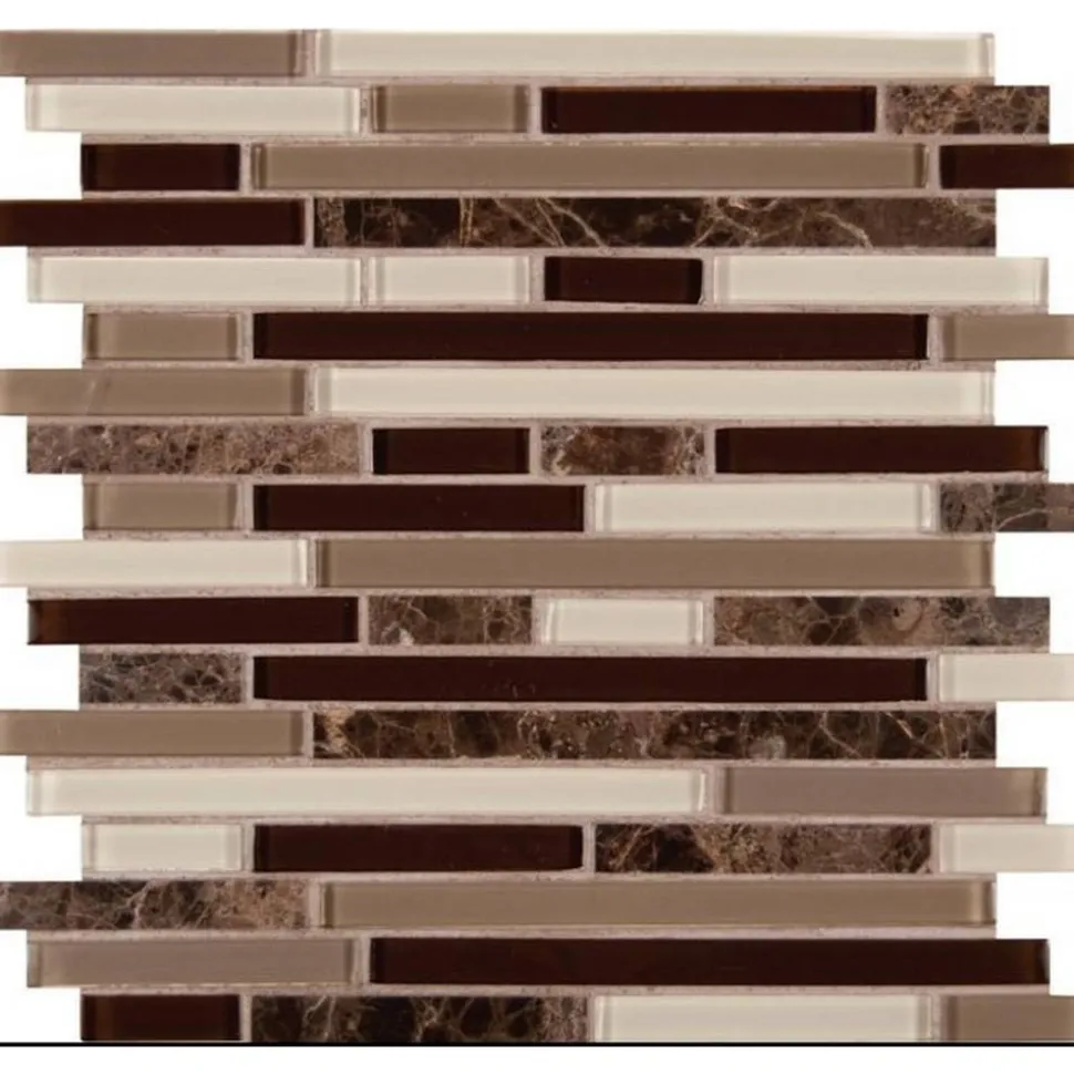 Mosaikfliese 'Royal Oaks' Materialmix braun 30,5 x 30,5 cm