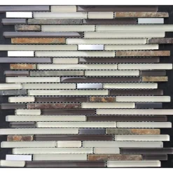 Mosaikfliese 'Windsor canyon' Glas/Metall/Naturstein beige/braun 30,5 x 30,5 cm