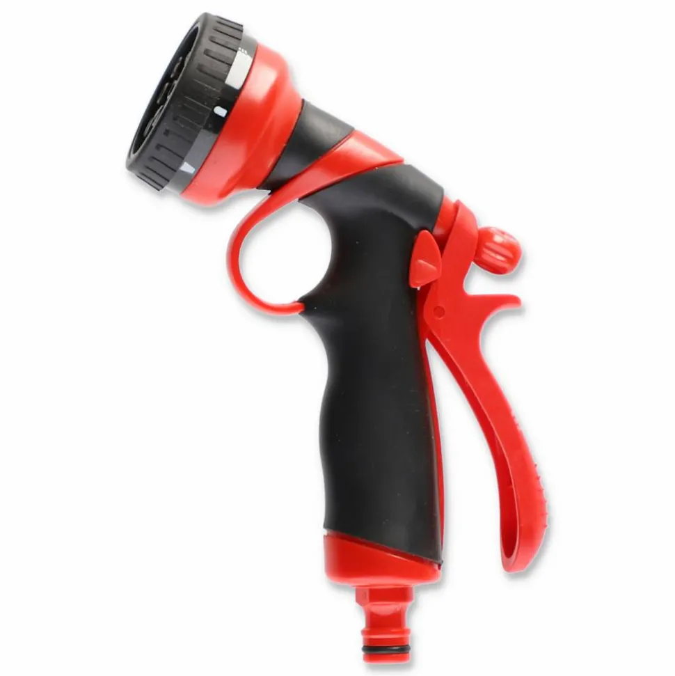 Multifunktionsbrause mit 8 Strahlarten, rot/schwarz 1/2"
