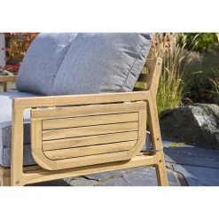 Multifunktionssofa 'Tessa' 2-Sitzer Akazienholz braun/grau 130/176 x 73 x 80/139,5 cm