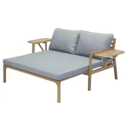 Multifunktionssofa 'Tessa' 2-Sitzer Akazienholz braun/grau 130/176 x 73 x 80/139,5 cm