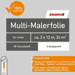 Multi-Malerfolie Polyethylen 30 g/m² transparent 2 x 12 m
