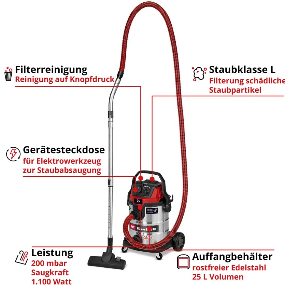 Nass-Trockensauger 'TE-VC 2580 SACL' 1100 W