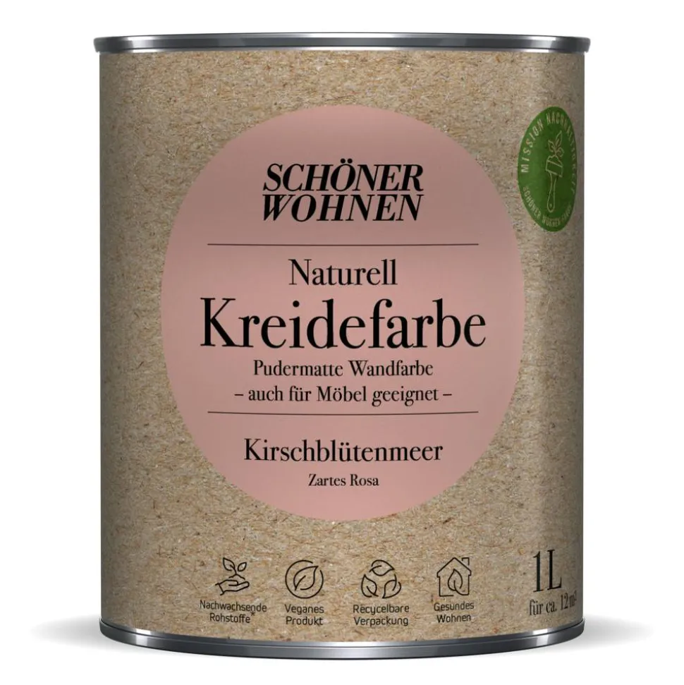 Naturell Kreidefarbe 'Kirschblütenmeer' rosa matt 1 l