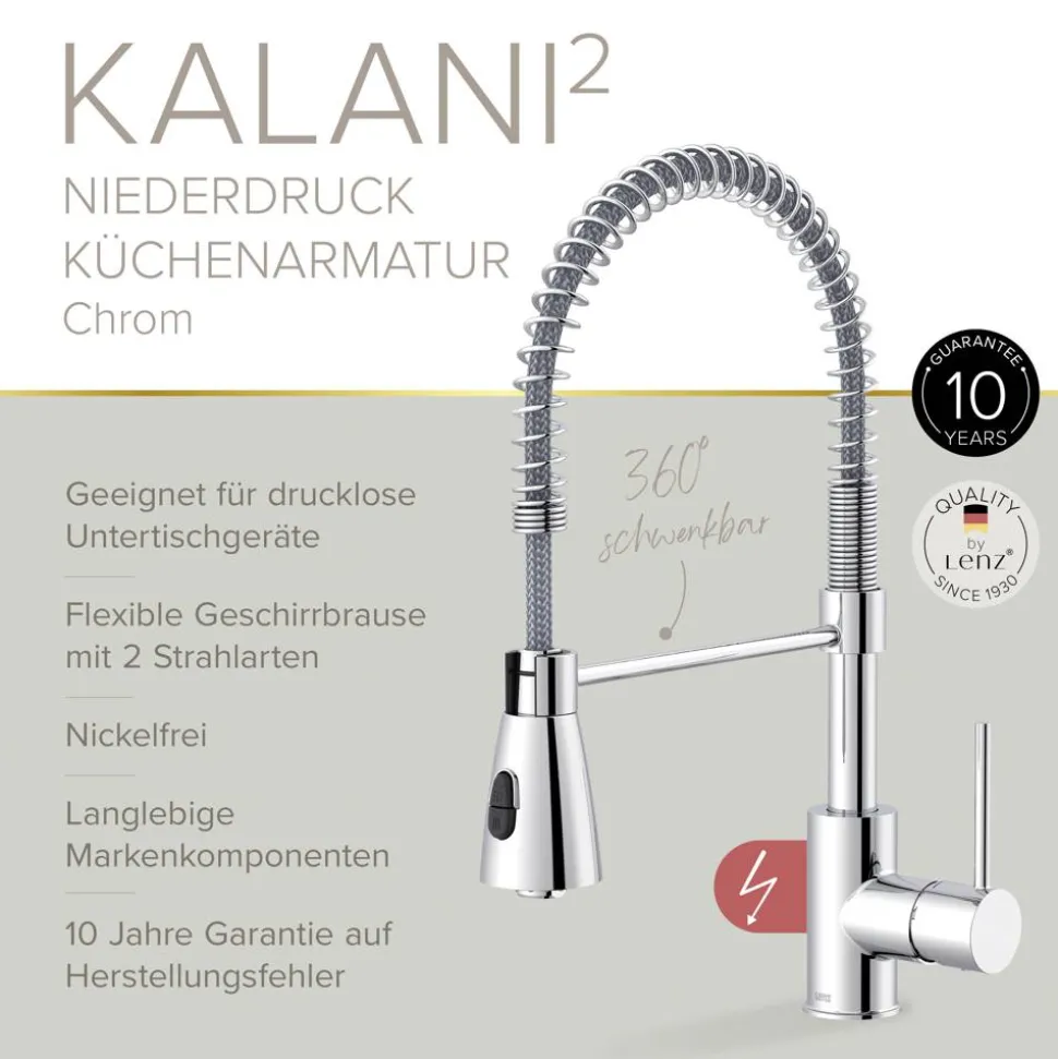 Niederdruck-Spültischarmatur 'Kalani²' herausziehbar chromfarben 43,6 cm