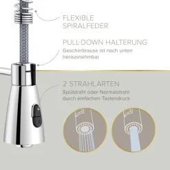 Niederdruck-Spültischarmatur 'Kalani²' herausziehbar chromfarben 43,6 cm
