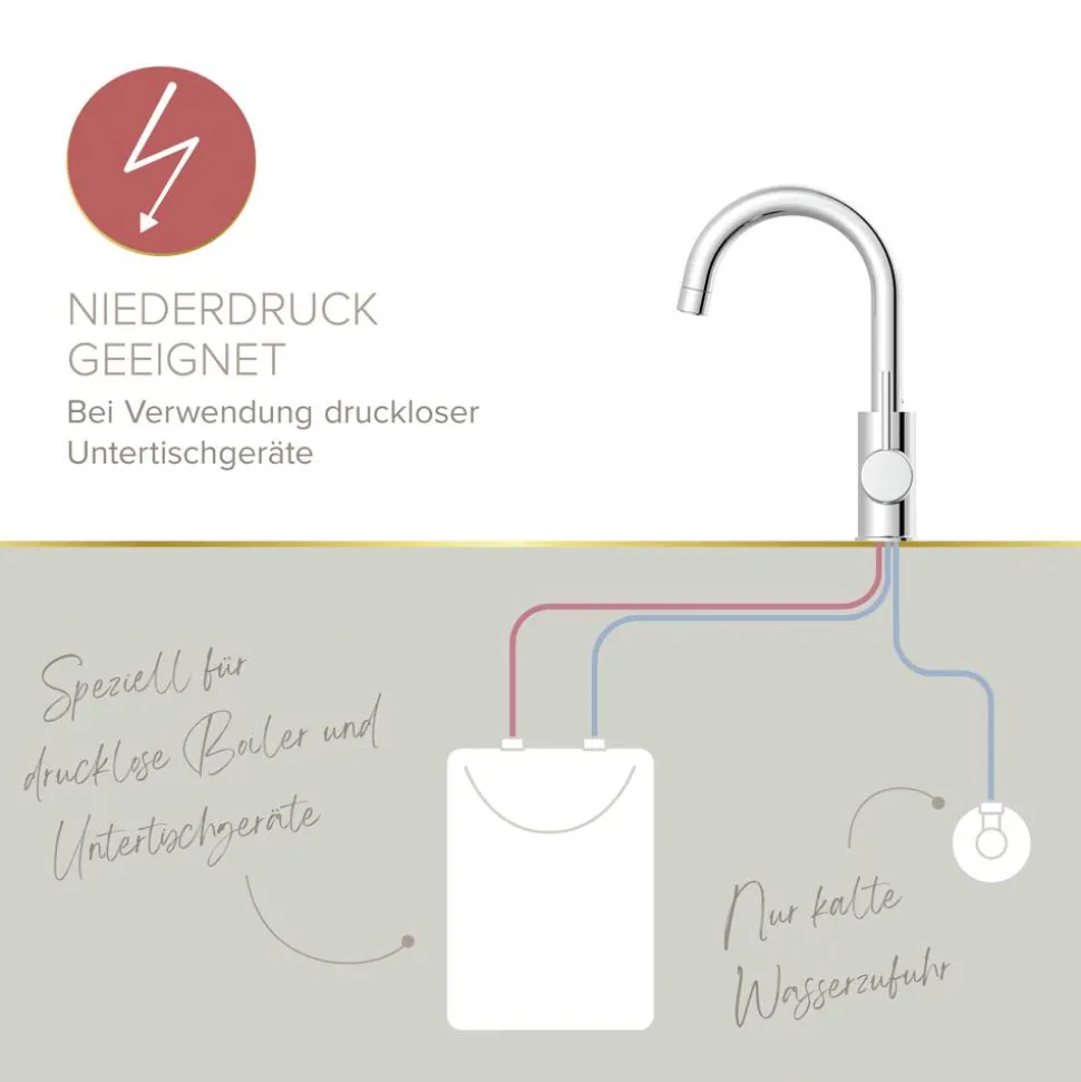 Niederdruck-Waschtischarmatur 'Bow 2' chromfarben 28,2 cm