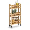 Nischen-Rollwagen Bambus/MDF naturfarben 36 x 74 x 15 cm