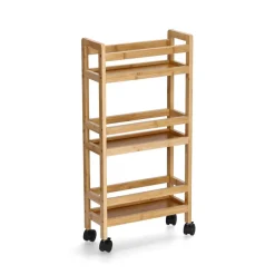 Nischen-Rollwagen Bambus/MDF naturfarben 36 x 74 x 15 cm