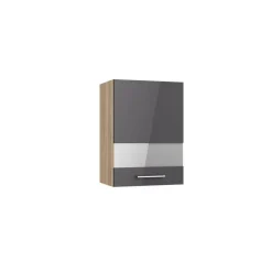 Oberschrank mit Segmentglastür 'Optikomfort Jonte984' anthrazit/eichefarben 50 x 70,4 x 34,9 cm