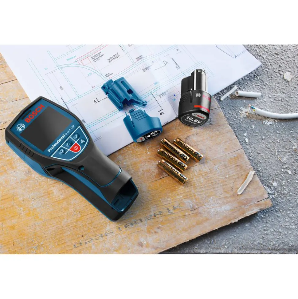 Ortungsgerät 'Professional D-tect 120' mit Akku und Ladegerät für Strom, Metall und Holz