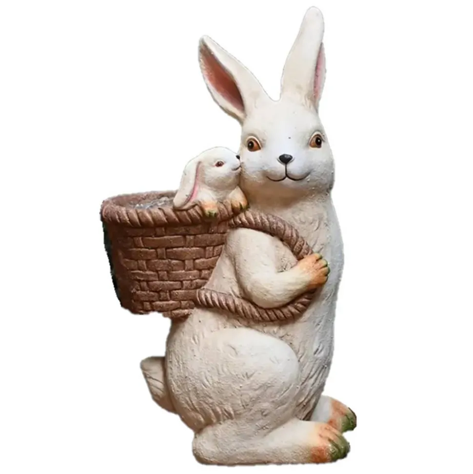Osterhase Hasenmutter mit Kind 39 x 16,5 cm