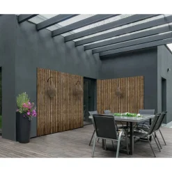 Outdoor-Akustik-Paneel 'HydroLine' Thermo Fichte gehackt 2400 x 561 x 19 mm