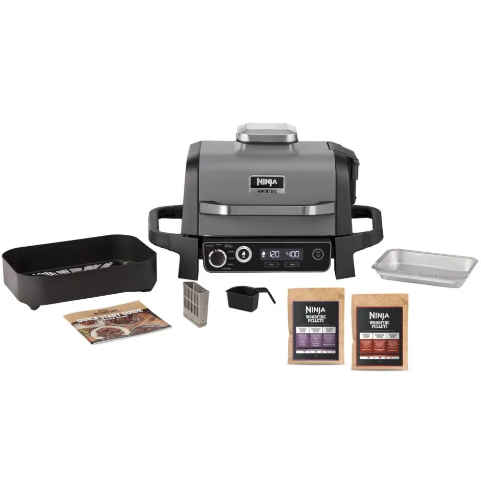 Outdoor-Grill und Smoker 'Woodfire' schwarz 2400 W 46 x 34 x 46 cm