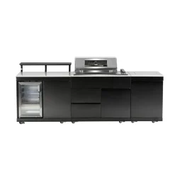 Outdoorküche 'Bradford' schwarz 270 x 92 x 120 cm