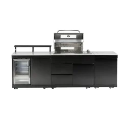 Outdoorküche 'Bradford' schwarz 270 x 92 x 120 cm