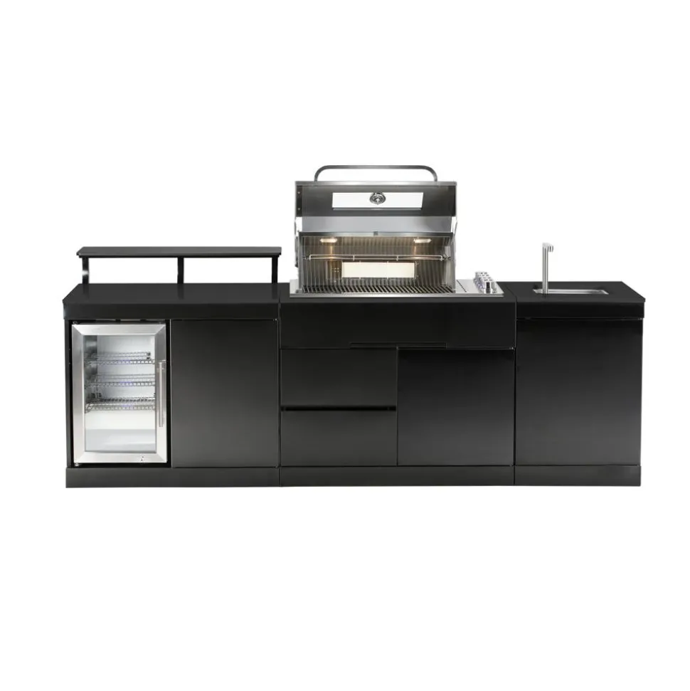 Outdoorküche 'Brigton' schwarz 270 x 68 x 120 cm