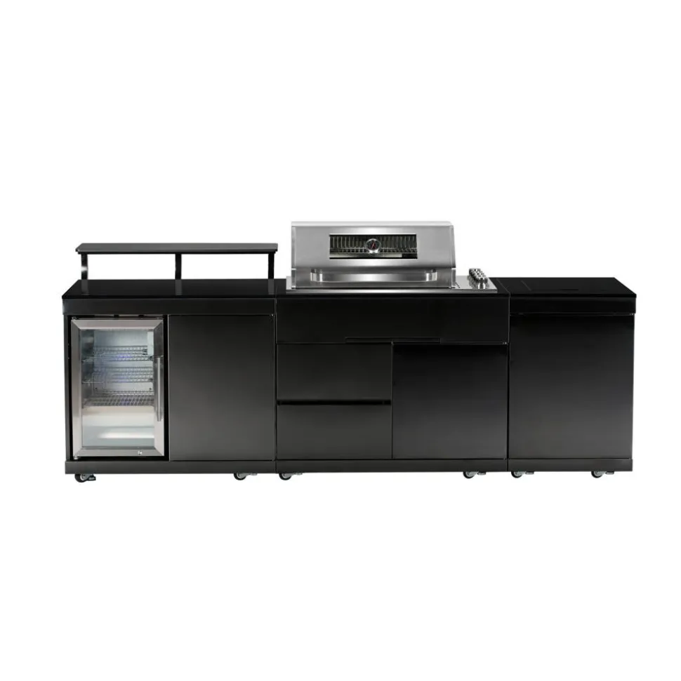 Outdoorküche 'Brigton' schwarz 270 x 68 x 120 cm